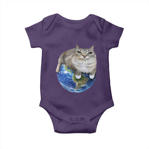 Earth Cat Silly Cat Meme Baby Onesie TS10 Purple Print Your Wear