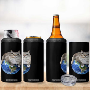 Earth Cat Silly Cat Meme 4 in 1 Can Cooler Tumbler TS10 Print Your Wear