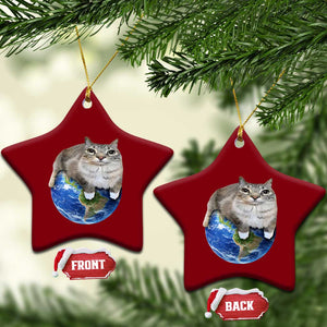 Earth Cat Silly Cat Meme Ceramic Ornament TS10 Print Your Wear