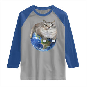 Earth Cat Silly Cat Meme Raglan Shirt TS10 Sport Gray Royal Print Your Wear