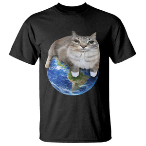Earth Cat Silly Cat Meme T Shirt TS10 Black Print Your Wear