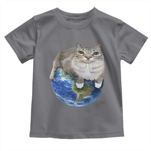 Earth Cat Silly Cat Meme Toddler T Shirt TS10 Charcoal Print Your Wear