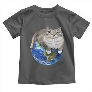 Earth Cat Silly Cat Meme Toddler T Shirt TS10 Dark Heather Print Your Wear