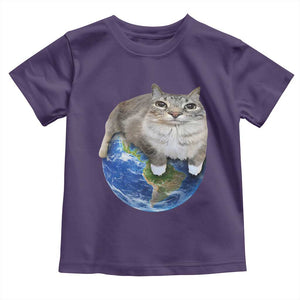 Earth Cat Silly Cat Meme Toddler T Shirt TS10 Purple Print Your Wear