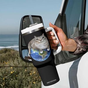 Earth Cat Silly Cat Meme Tumbler With Handle TS10 Print Your Wear
