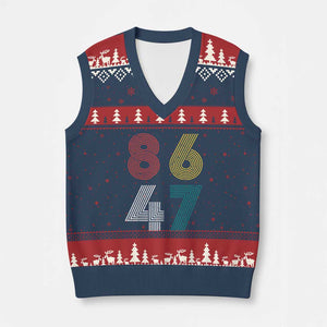 Retro 8647 V-Neck Knit Sweater Vest Classic Retro Vintage 80s Subtle FDT TS10 Navy Red Print Your Wear