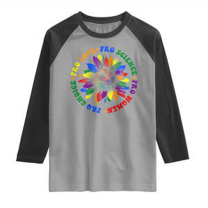 Pro Choice Women Rights Raglan Shirt Equal Rights Multicolored Flowers TS10 Sport Gray Black Print Your Wear