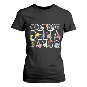 Subtle FDT Floral T Shirt For Women Foxtrot Delta Tango Flower Resist TS10 Black Print Your Wear