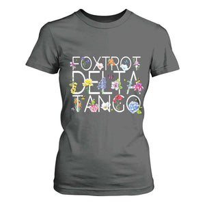 Subtle FDT Floral T Shirt For Women Foxtrot Delta Tango Flower Resist TS10 Dark Heather Print Your Wear