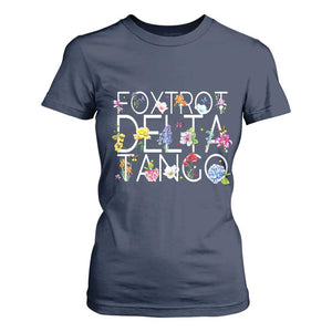 Subtle FDT Floral T Shirt For Women Foxtrot Delta Tango Flower Resist TS10 Navy Print Your Wear