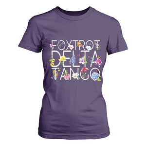 Subtle FDT Floral T Shirt For Women Foxtrot Delta Tango Flower Resist TS10 Purple Print Your Wear