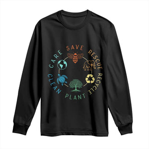 Earth Day Environment Long Sleeve Shirt Save Bees Rescue Animals Recycle Plastic TS10 Black Print Your Wear