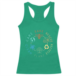 Earth Day Environment Racerback Tank Top Save Bees Rescue Animals Recycle Plastic TS10 Irish Green Print Your Wear