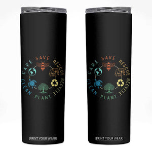 Earth Day Environment Skinny Tumbler Save Bees Rescue Animals Recycle Plastic TS10 Black Print Your Wear
