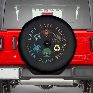 Earth Day Environment Spare Tire Cover Save Bees Rescue Animals Recycle Plastic TS10 Black Print Your Wear