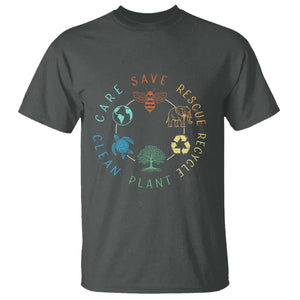 Earth Day Environment T Shirt Save Bees Rescue Animals Recycle Plastic TS10 Dark Heather Print Your Wear