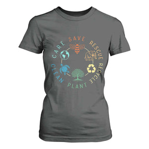 Earth Day Environment T Shirt For Women Save Bees Rescue Animals Recycle Plastic TS10 Dark Heather Print Your Wear