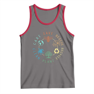 Earth Day Environment Tank Top Save Bees Rescue Animals Recycle Plastic TS10 Deep Heather Red Print Your Wear