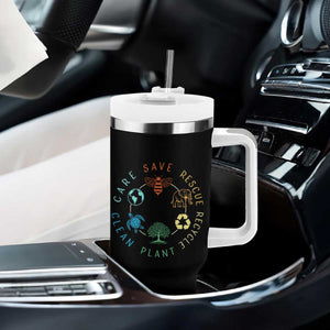 Earth Day Environment Tumbler With Handle Save Bees Rescue Animals Recycle Plastic TS10 Print Your Wear