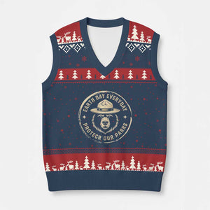 Earth Day Protect Our Parks V-Neck Knit Sweater Vest Vintage Retro Bear TS10 Navy Red Print Your Wear