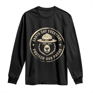 Earth Day Protect Our Parks Long Sleeve Shirt Vintage Retro Bear TS10 Black Print Your Wear