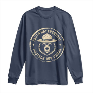 Earth Day Protect Our Parks Long Sleeve Shirt Vintage Retro Bear TS10 Navy Print Your Wear