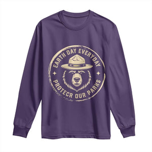 Earth Day Protect Our Parks Long Sleeve Shirt Vintage Retro Bear TS10 Purple Print Your Wear