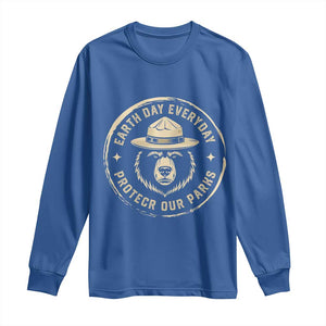 Earth Day Protect Our Parks Long Sleeve Shirt Vintage Retro Bear TS10 Royal Blue Print Your Wear