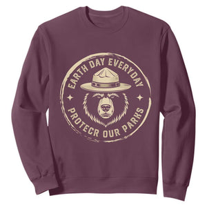 Earth Day Protect Our Parks Sweatshirt Vintage Retro Bear TS10 Maroon Print Your Wear