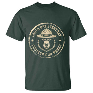 Earth Day Protect Our Parks T Shirt Vintage Retro Bear TS10 Dark Forest Green Print Your Wear
