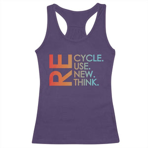 Environmental Activism Racerback Tank Top Recycle Reuse Renew Rethink Earth Day TS10 Purple Print Your Wear