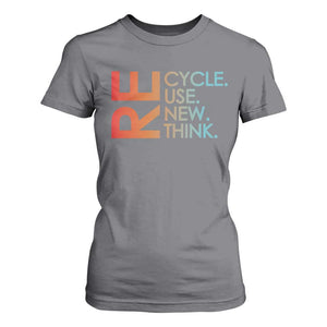 Environmental Activism T Shirt For Women Recycle Reuse Renew Rethink Earth Day TS10 Charcoal Print Your Wear