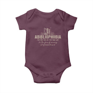 Abibliophobia Baby Onesie Funny Reading Bookworm Book Lover Reader Gift TS10 Maroon Print Your Wear
