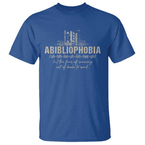 Abibliophobia T Shirt Funny Reading Bookworm Book Lover Reader Gift TS10 Royal Blue Print Your Wear