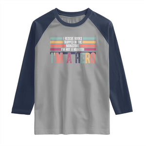 Book Lover Raglan Shirt I Rescue Books TS10 Sport Gray Navy Print Your Wear