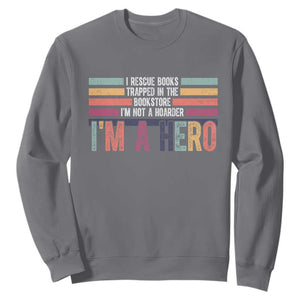 Book Lover Sweatshirt I Rescue Books TS10 Charcoal Print Your Wear