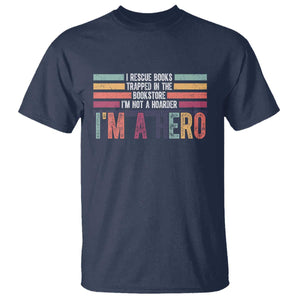 Book Lover T Shirt I Rescue Books TS10 Navy Print Your Wear