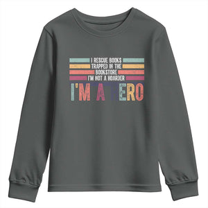 Book Lover Youth Sweatshirt I Rescue Books TS10 Dark Heather Print Your Wear