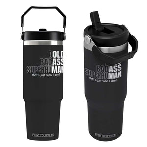 Funny Bald Dad Flip Straw Tumbler Old Man Saying Gag Gift Fathers Day TS10 One Size: 30 oz Black Print Your Wear