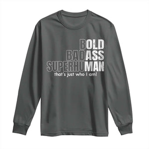 Funny Bald Dad Long Sleeve Shirt Old Man Saying Gag Gift Fathers Day TS10 Dark Heather Print Your Wear
