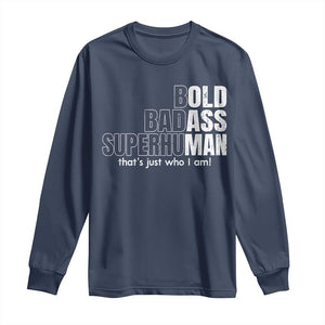 Funny Bald Dad Long Sleeve Shirt Old Man Saying Gag Gift Fathers Day TS10 Navy Print Your Wear