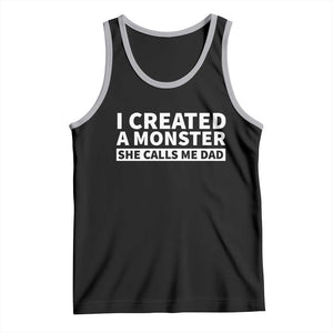 Funny Girl Dad Tank Top I Created A Monster She Calls Me Dad Saying Humor TS10 Black Athletic Heather Print Your Wear