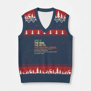 Funny Uncle V-Neck Knit Sweater Vest Best Funny Uncle Fathers Day TS10 Navy Red Print Your Wear