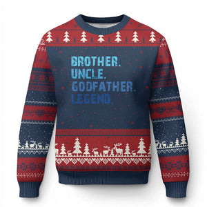 Brother Uncle Godfather Legend Ugly Christmas Sweater Best Funny Uncle Fathers Day TS10 Navy Red Print Your Wear