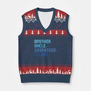 Brother Uncle Godfather Legend V-Neck Knit Sweater Vest Best Funny Uncle Fathers Day TS10 Navy Red Print Your Wear