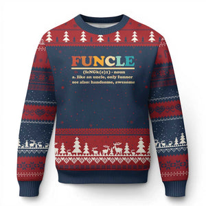 Funcle Funny Uncle Ugly Christmas Sweater Like An Uncle Only Funner Fathers Day TS10 Navy Red Print Your Wear