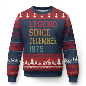 Legend Since December 1975 Ugly Christmas Sweater Vintage Retro 50th Birthday Gifts TS10 Navy Red Print Your Wear