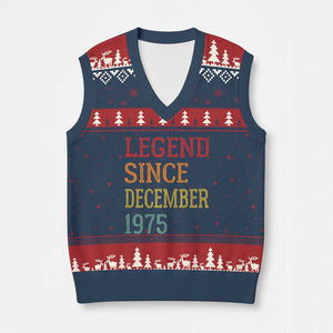 Legend Since December 1975 V-Neck Knit Sweater Vest Vintage Retro 50th Birthday Gifts TS10 Navy Red Print Your Wear