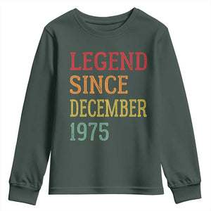 Legend Since December 1975 Youth Sweatshirt Vintage Retro 50th Birthday Gifts TS10 Dark Forest Green Print Your Wear