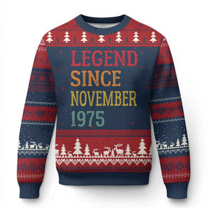 Legend Since November 1975 Ugly Christmas Sweater Vintage Retro 50th Birthday Gifts TS10 Navy Red Print Your Wear